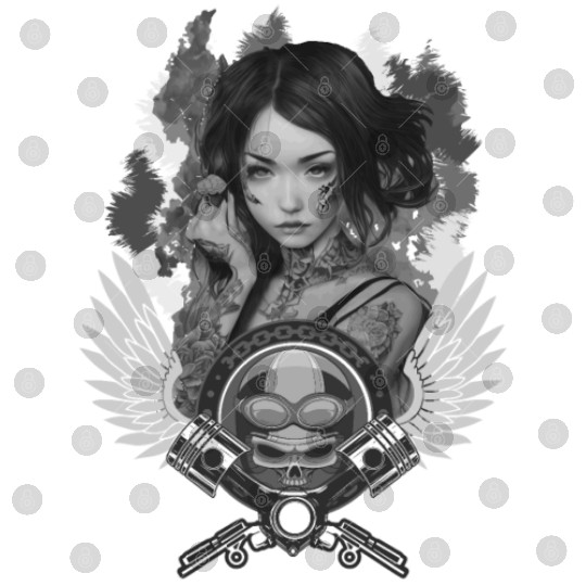 Biker Girl Skull Motorcycle Woman Rider Digital Files