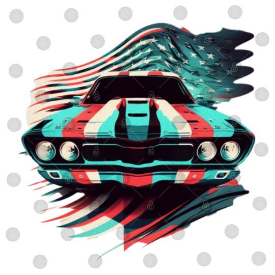 Muscle car american flag backround Digital Files