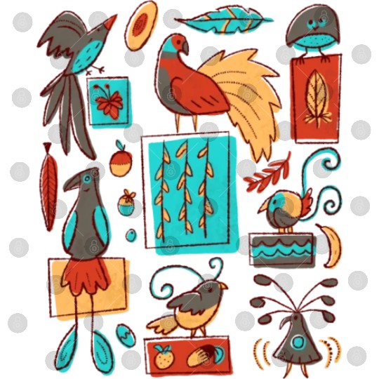 Retro 1950s Birds Of Paradise Pattern Digital Files