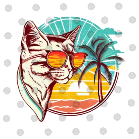 Retro Cat Vintage Sunset 80s 90s Sunglasses Party Digital Files
