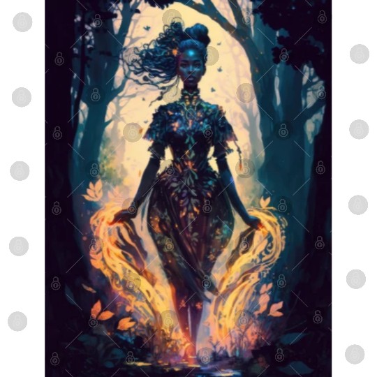 Black Nature Goddess - African American, Woodland Digital Files