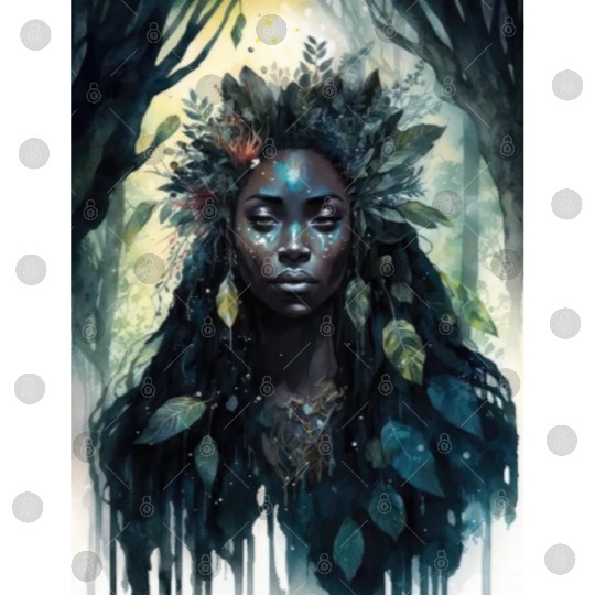 Black Nature Goddess - African American, Woodland Digital Files