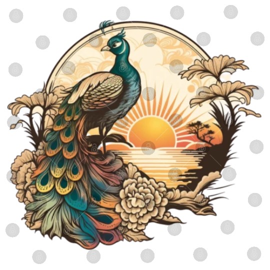 Serenity at Sunrise: Peacock Inspired Artwork Digital Files