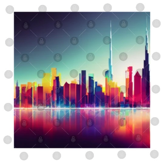 Dubai silhouette skyline abstract art Digital Files