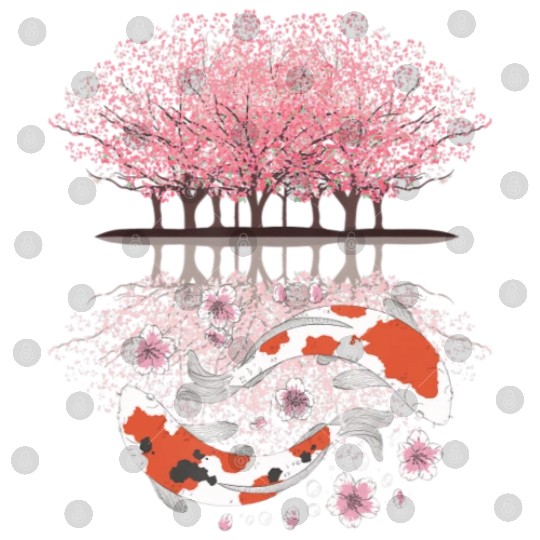 Koi Sakura Tree Upside Down Cherry Blossom Japanes Digital Files