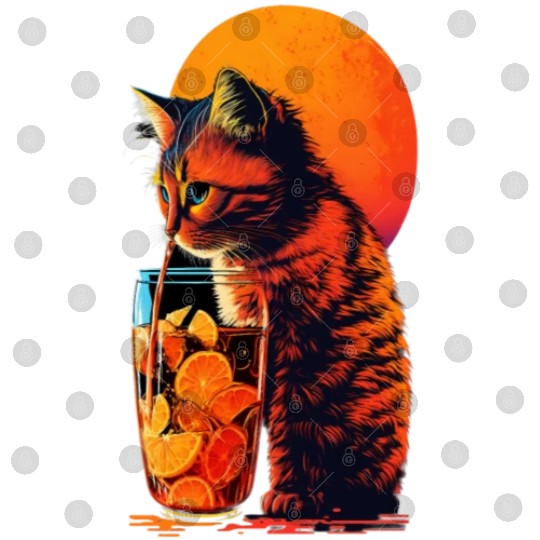 Funny Cat Drinking Cocktail Cat Lover Digital Files