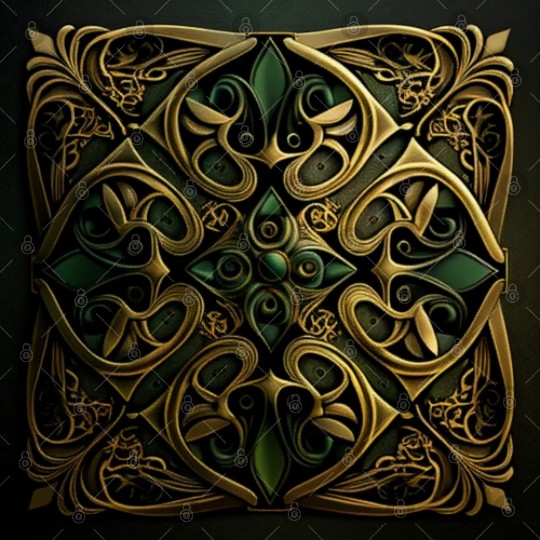 Green Bronze Ornamental Plaid Decoration Pattern Digital Files