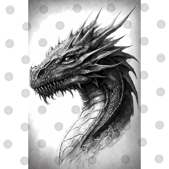 Realistic Dragon Drawing Digital Files