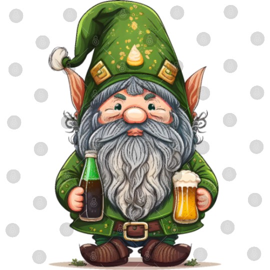Funny Gnome Drinks Beer Happy St Patricks Day Digital Files