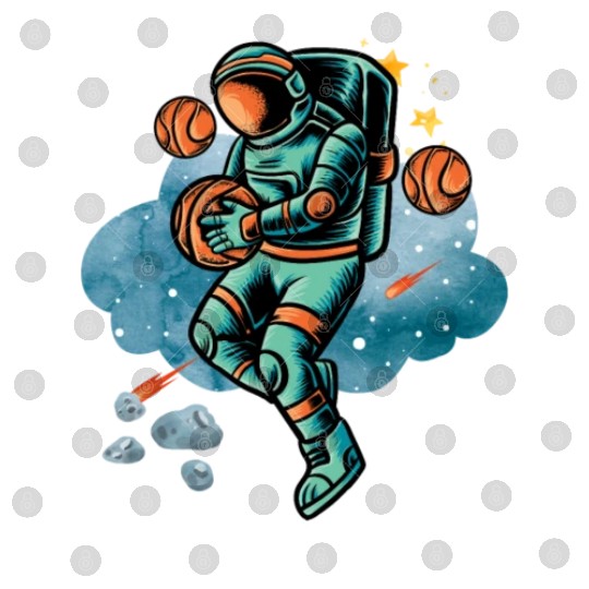 Blue and Orange Illustrated Astronaut Galaxy Digital Files