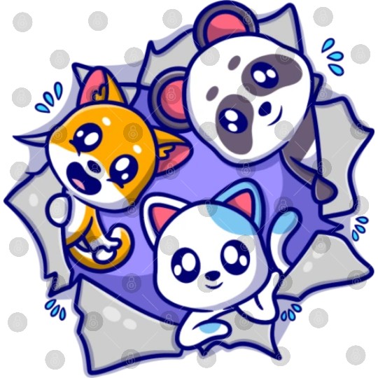 cute animal cartoon icon illustration Digital Files