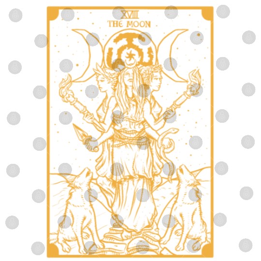 The Goddess Hecate in The Moon Tarot Card (Gold) Digital Files