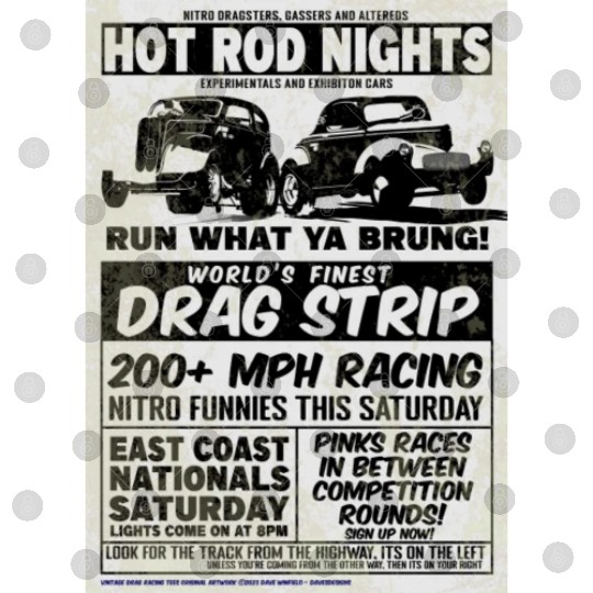 Vintage Hot Rod Classic Drag Racing Poster #9 Digital Files