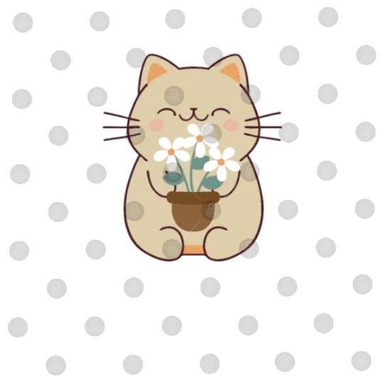 Cute cat and flowers, meow! Digital Files