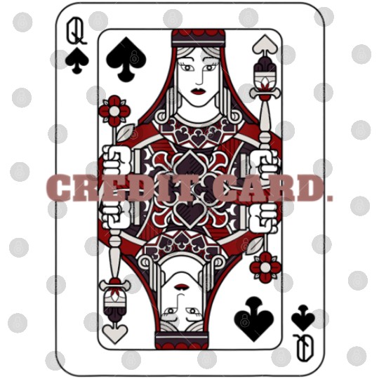 CREDIT CARD Queen of Spades Playing Card Digital Files