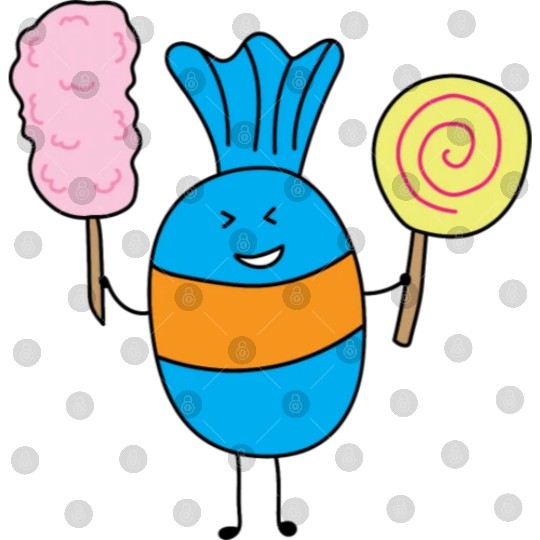 Cute Candy Holding Lollipop And Cutton Candy Digital Files