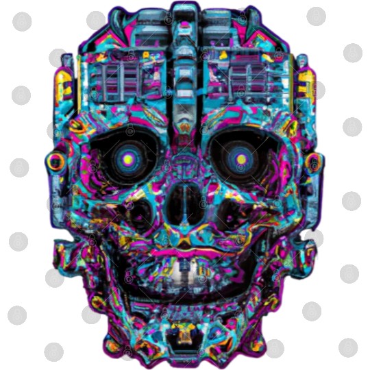 Psychedelic Robot Skull Digital Files