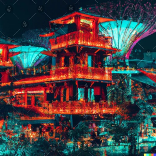 Neon Synthwave Cyber Futuristic Town Retro Future Digital Files