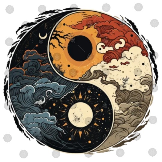 Sun and moon yin yang Digital Files