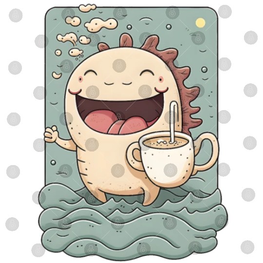 Axolotl & Coffee Kawaii Anime Axolotls Lover Digital Files