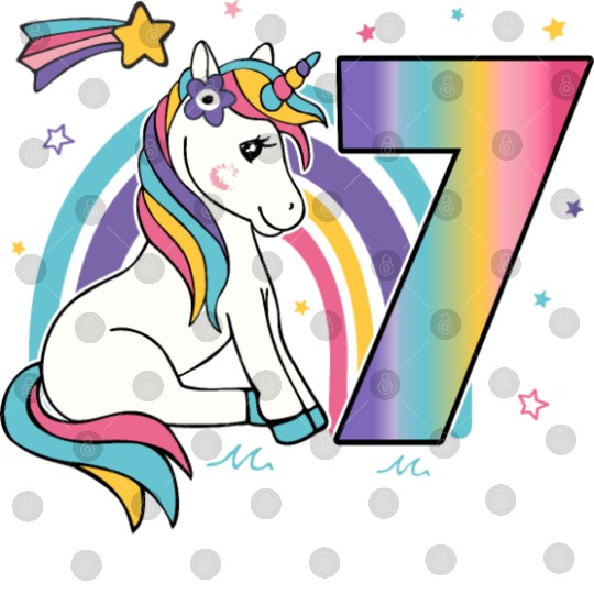 7th birthday Girls Unicorn Digital Files