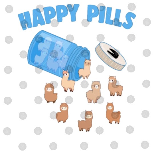 Happy Pills Farm Animal Funny Alpaca Lovers Humor Digital Files