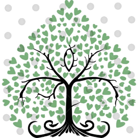 Tree of Life with Hearts Two Color Vector Digital Files