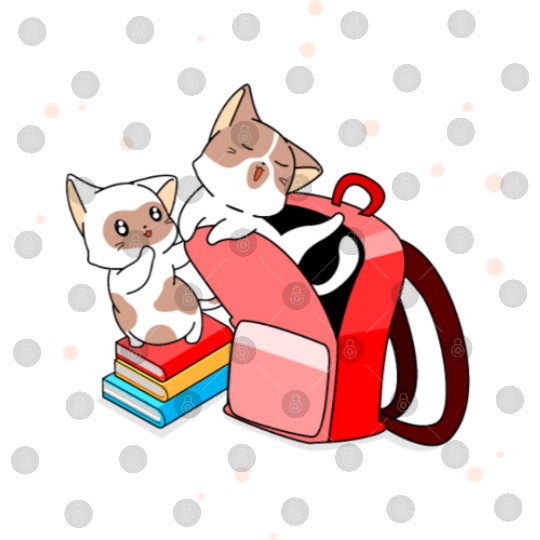 Cute Kittens School Books Bag Back To School Digital Files