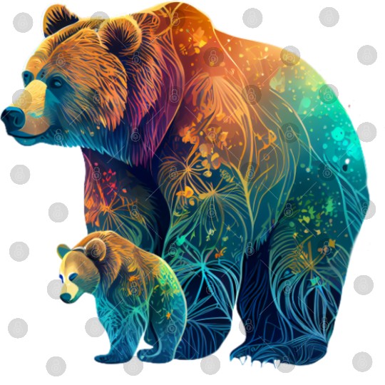 Mother Bear and Cub Sublimation Graphic Wild 1 Digital Files