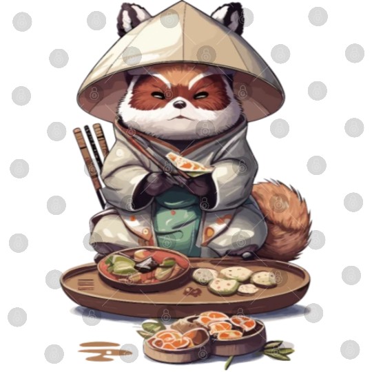 Tanuki Warrior Eat Sushi Digital Files