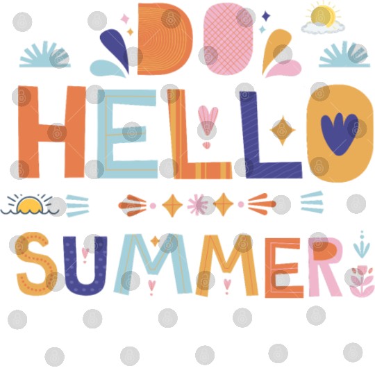 Hello Summer Art | Fun Colorful Summer Quote Digital Files