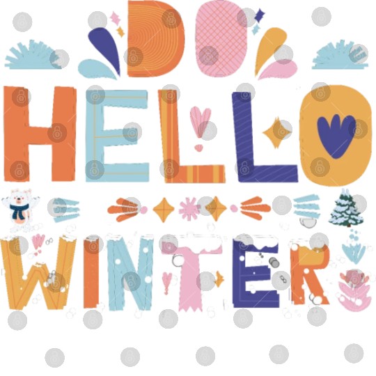 Cute Hello Winter with Snow and Fun Art Digital Files
