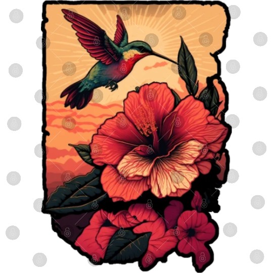 Hummingbird flies over hibiscus flower Tropical Digital Files