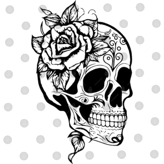 Skull Dia de los Muertos Halloween Tattoo Rose Digital Files