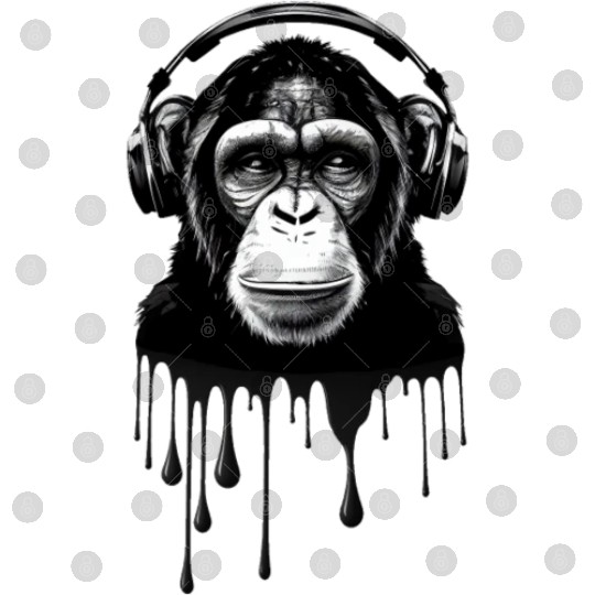 Chimpanzee with Headphones Monkey Music DJ Digital Files