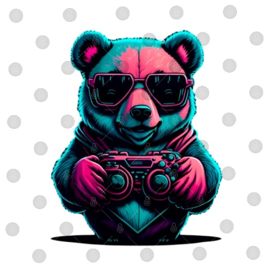Cute Bear Panda gamer Digital Files