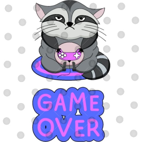 Game Over fat wicked raccoon playing on a console Digital Files