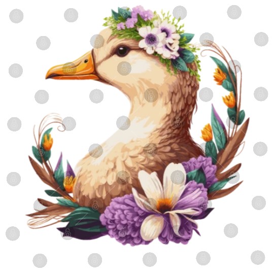 Flower Crown Duck Floral Farm Animal Pet Digital Files