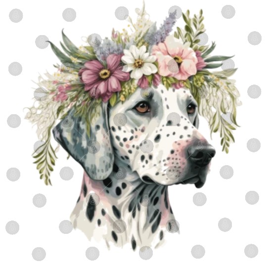 Dalmatian Flower Crown Pet Dog Floral Puppy Digital Files