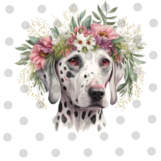 Cute Dalmatian Flower Crown Pet Dog Breed Puppy Digital Files