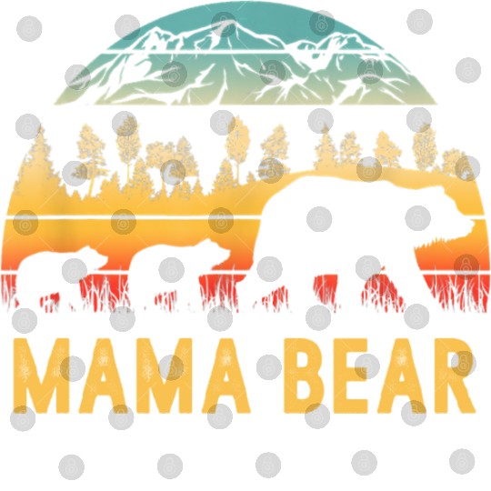 Mama Bear with 2 Cubs Retro Mountains Mother's day Digital Files