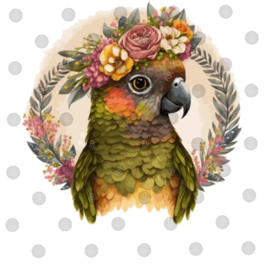 Cute Green Cheek Conure Parrot Bird Flower Crown P Digital Files