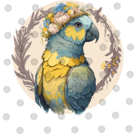 Yellow Blue Ara Macaw Flower Crown Parrot Parakeet Digital Files