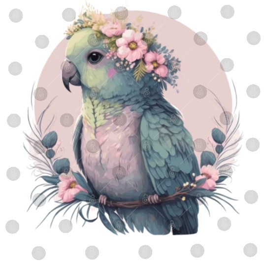 Cute Parakeet Budgie Bird Flower Crown Pet Birds Digital Files