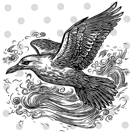 Elegant Flying Seagull Over The Water Digital Files