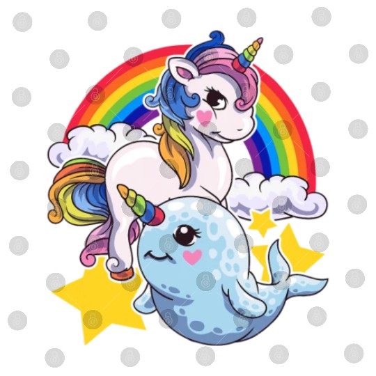 Cute Horned Narwhal And Unicorn Animal Friends Digital Files
