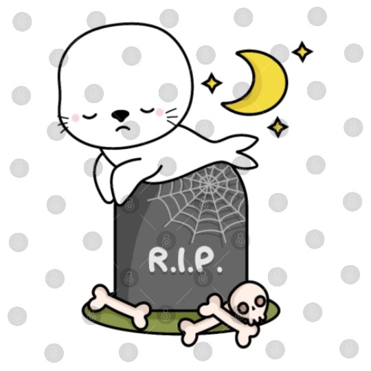 Boo Cute Seal Halloween design trick or treat RIP Digital Files