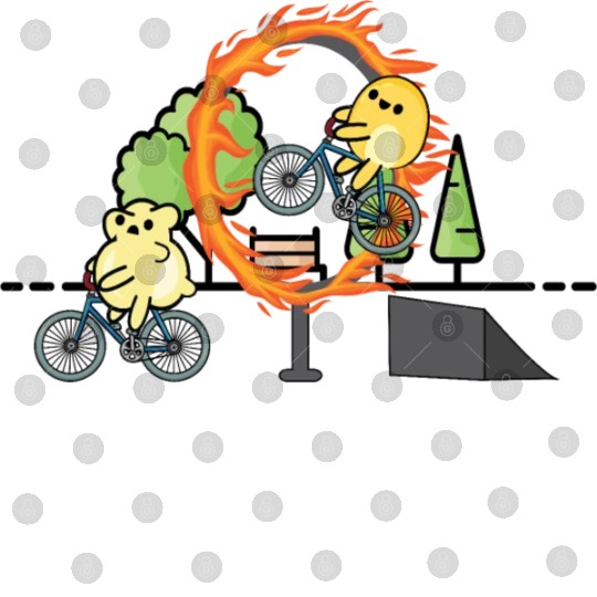 Cute popcorn doing stunts with bicycle Digital Files
