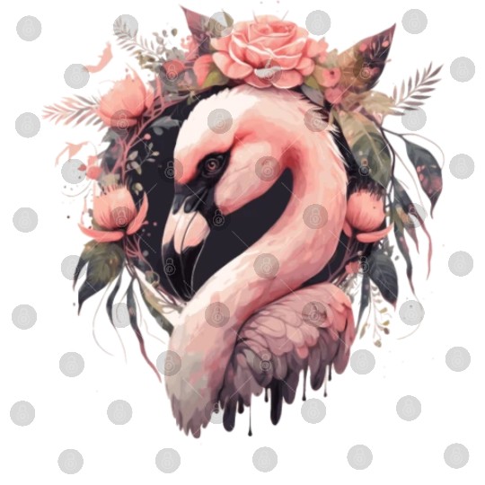 Cute Pink Flamingo Tropical Bird Flower Crown Flor Digital Files