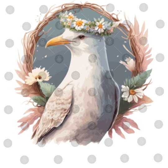 Seagull Bird Flower Crown Floral Seabirds Digital Files